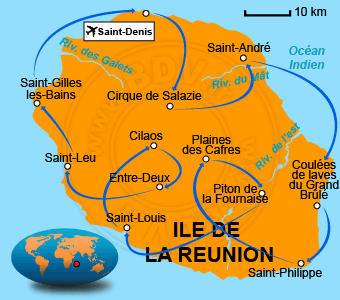 Carte circuit Piton-de-la-fournaise
